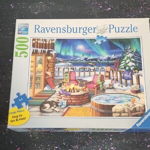 Ravensburger Cozy Cabin Puzzle with Northern Lights